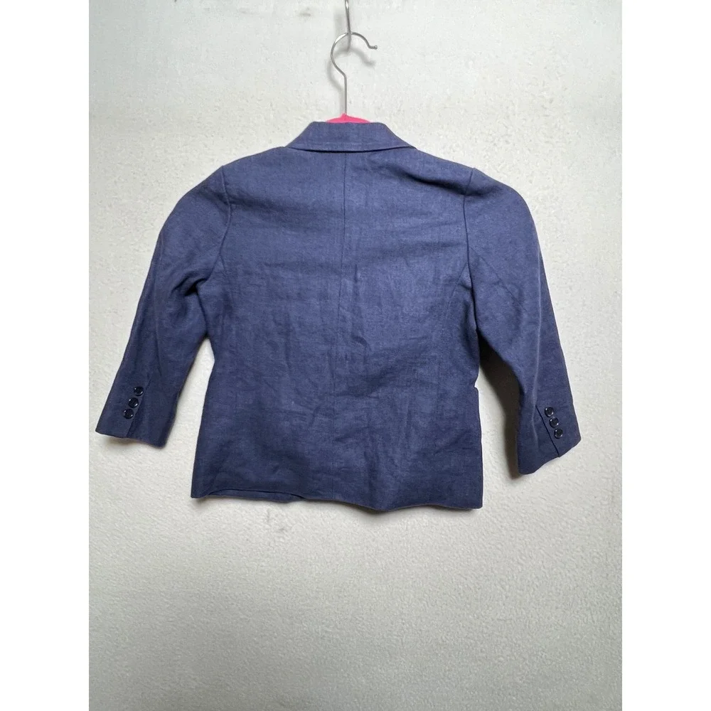 E-LAND Kids Boys Navy Blue Linen Blazer Jacket Size 4T‎